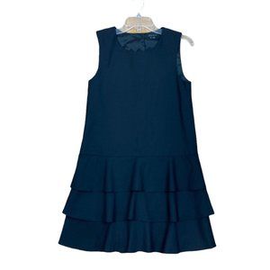 *Theory Selma Sleeveless Wool Blend Dress Womens Size 4 Drop Waist Layered Hem